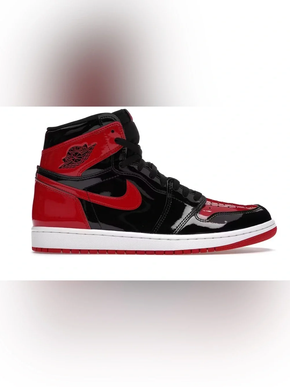 Jordan Men's High-Top Sneakers in Black & Red Patent Leather